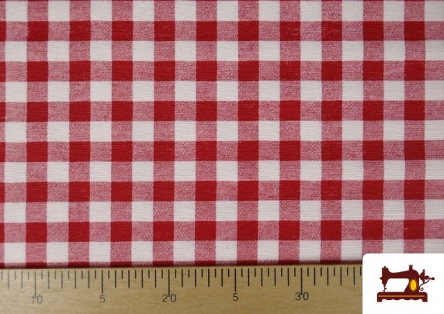Acheter Tissu Toile Panama Vichy Carreaux 1,50cm Largeur 140 cm couleur Rouge