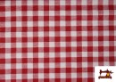 Vente de Tissu Toile Panama Vichy Carreaux 1,50cm Largeur 140 cm couleur Rouge
