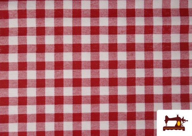 Vente de Tissu Toile Panama Vichy Carreaux 1,50cm Largeur 140 cm couleur Rouge
