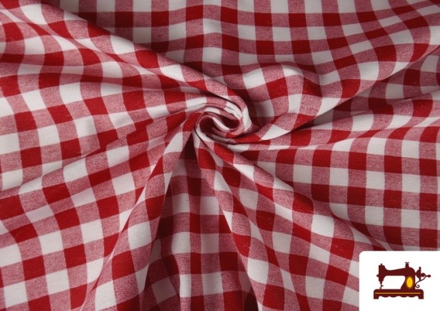Acheter en ligne Tissu Toile Panama Vichy Carreaux 1,50cm Largeur 140 cm couleur Rouge