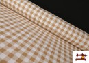 Vente en ligne de Tissu Toile Panama Vichy Carreaux 1,50cm Largeur 140 cm couleur Beige