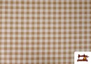 Tissu Toile Panama Vichy Carreaux 1,50cm Largeur 140 cm couleur Beige