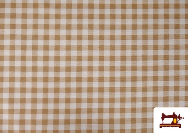 Tissu Toile Panama Vichy Carreaux 1,50cm Largeur 140 cm couleur Beige