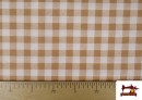 Tissu Toile Panama Vichy Carreaux 1,50cm Largeur 140 cm couleur Beige