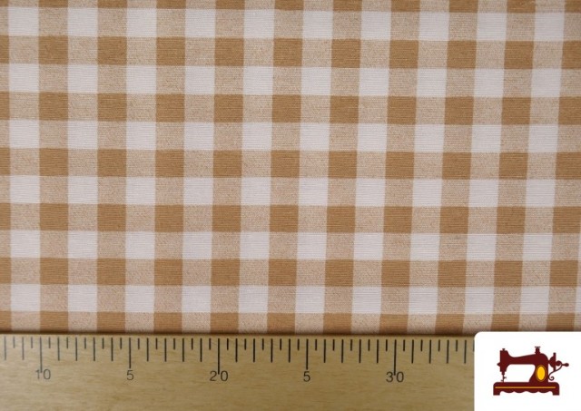 Tissu Toile Panama Vichy Carreaux 1,50cm Largeur 140 cm couleur Beige