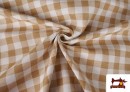 Acheter Tissu Toile Panama Vichy Carreaux 1,50cm Largeur 140 cm couleur Beige