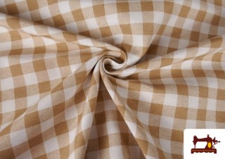 Acheter Tissu Toile Panama Vichy Carreaux 1,50cm Largeur 140 cm couleur Beige
