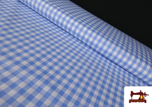 Acheter en ligne Tissu à Carreaux Vichy de Couleurs (1 cm) couleur Bleu
