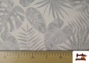 Acheter en ligne Tissu Gobelin imprimé Tropical Gris