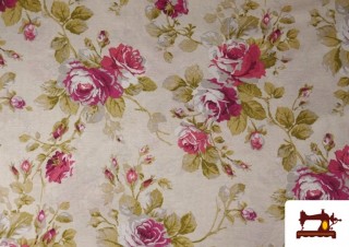Acheter Tissu en Canvas Imprimé Romantique Floral - Largeur 140 cm