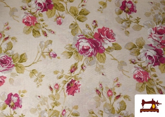 Vente de Tissu en Canvas Imprimé Romantique Floral - Largeur 140 cm