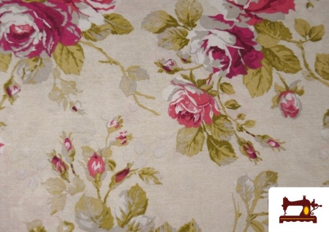 Acheter en ligne Tissu en Canvas Imprimé Romantique Floral - Largeur 140 cm