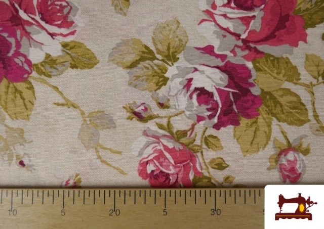 Vente en ligne de Tissu en Canvas Imprimé Romantique Floral - Largeur 140 cm