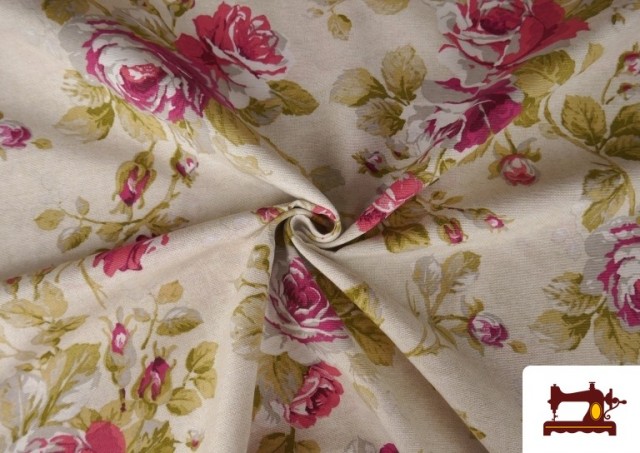 Tissu en Canvas Imprimé Romantique Floral - Largeur 140 cm