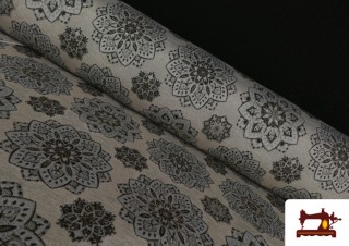 Tissu Gobelin imprimé Mandalas Gris Tissu Gobelin imprimé Mandalas Gris