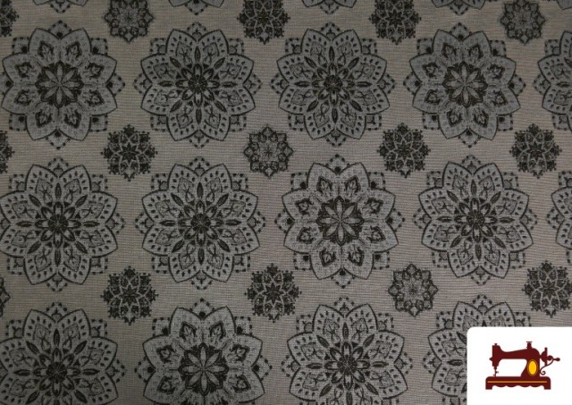 Acheter Tissu Gobelin imprimé Mandalas Gris