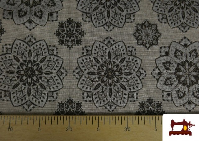 Vente de Tissu Gobelin imprimé Mandalas Gris