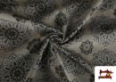Acheter en ligne Tissu Gobelin imprimé Mandalas Gris