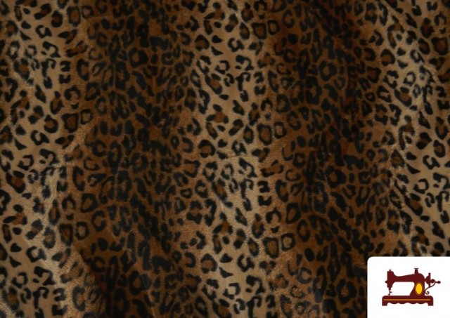Acheter en ligne Tissu à Poil Court Imprimé Léopard pour Costumes et Tapisserie couleur Brun