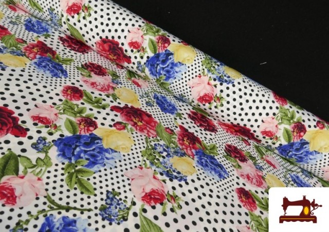 copy of Tissu Crêpe à Pois Noirs et Fond Écru couleur Blanc
