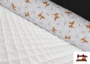 Tissu Matelassé en Coton Chiens Vichy Gris