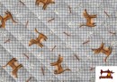 Vente de Tissu Matelassé en Coton Chiens Vichy Gris