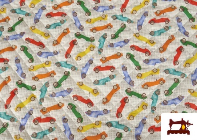 Acheter Tissu Matelassé en Coton avec Voitures Colorées