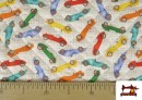 Acheter en ligne Tissu Matelassé en Coton avec Voitures Colorées
