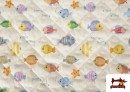 Vente de Tissu Matelassé en Coton Poissons Colorés