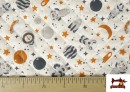 Acheter en ligne Tissu Matelassé en Coton Animaux dans l'Espace