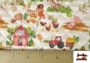 Acheter en ligne Tissu Matelassé en Coton Ferme Enfantine