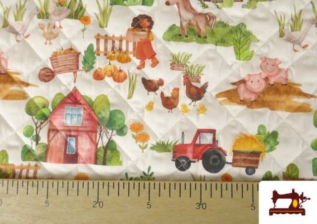 Acheter en ligne Tissu Matelassé en Coton Ferme Enfantine