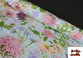 Tissu Loneta Imprimé Floral Chrysanthème