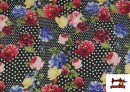 copy of Tissu Crêpe à Pois Noirs et Fond Écru couleur Noir