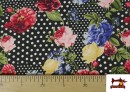 Vente de copy of Tissu Crêpe à Pois Noirs et Fond Écru couleur Noir
