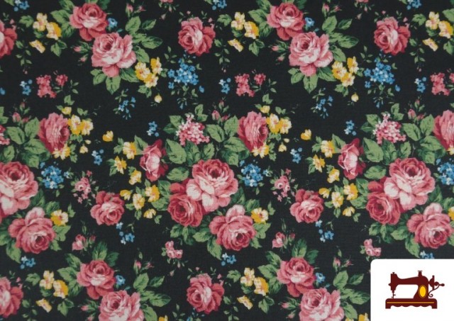Vente de copy of Tissu en Popeline avec Imprimé Floral Classique Orange