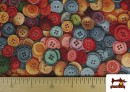 Acheter en ligne Tissu Gobelin Tissé Motifs Boutons