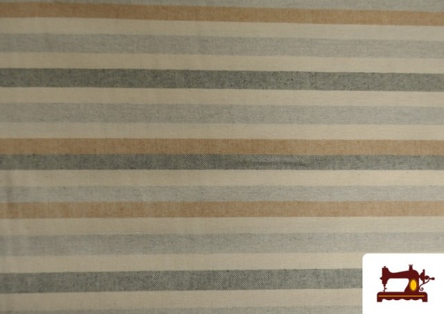 Vente de Tissu Loneta Panama Rayures couleur Beige