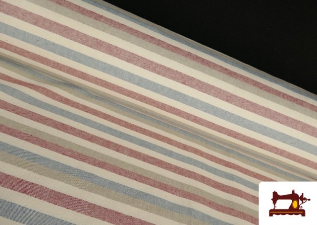 Tissu Loneta Panama Rayures couleur Rouge