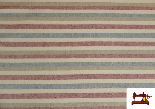 Tissu Loneta Panama Rayures couleur Rouge