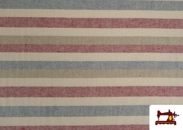 Acheter Tissu Loneta Panama Rayures couleur Rouge