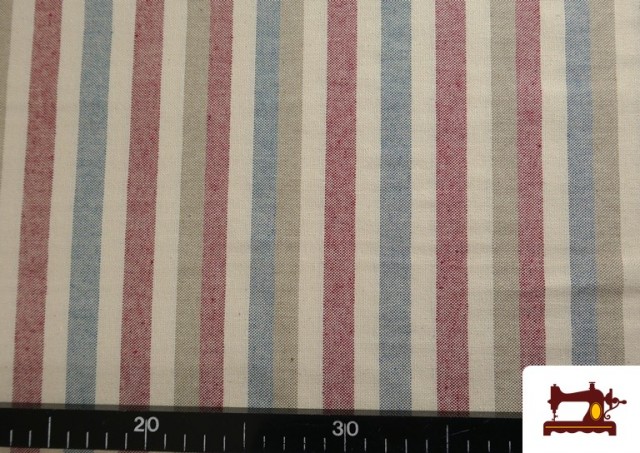 Vente de copy of Tissu en Canvas Panama à Rayures couleur Rouge