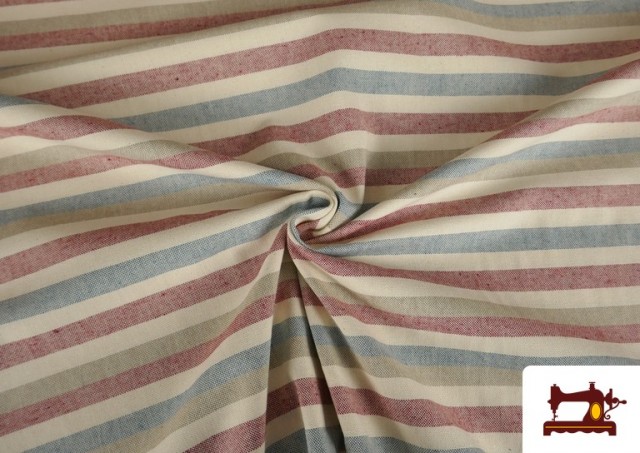 Acheter en ligne Tissu Loneta Panama Rayures couleur Rouge