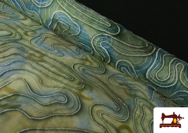 copy of Tissu en Soie Naturel Shantung avec Imprimé Jaune couleur Vert