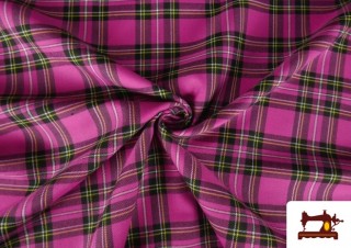 Vente en ligne de Tissu Viyella Imprimé à Carreaux Bleu/Fuchsia couleur Rosé