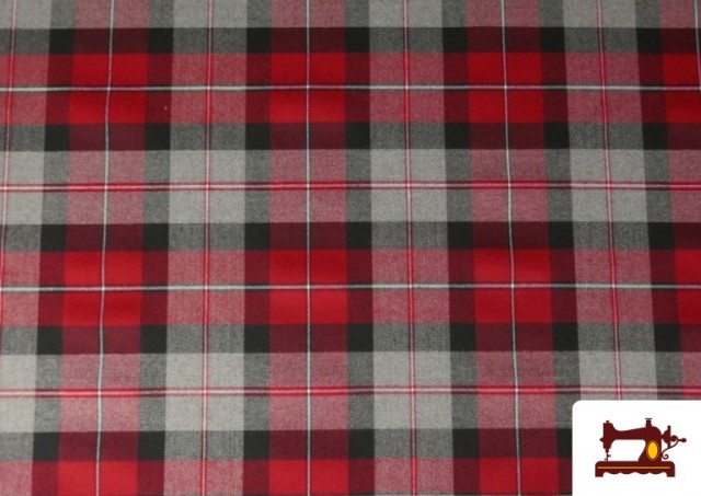 Acheter Tissu Tissu Viella à Carreaux Gris et Rouge