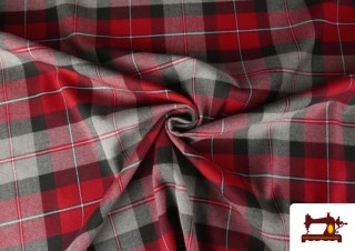 Vente en ligne de Tissu Tissu Viella à Carreaux Gris et Rouge