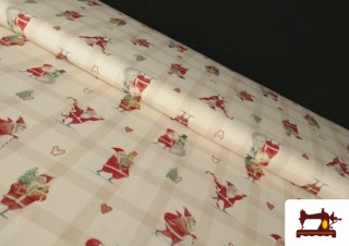 Tissu en Coton à Carreaux Père Noël de Noël