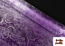 Acheter en ligne Tissu Jacquard en Soie de Couleurs avec Cachemire Argenté couleur Violet foncé