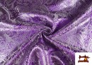 Tissu Jacquard en Soie de Couleurs avec Cachemire Argenté couleur Violet foncé